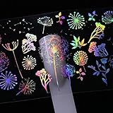 8 sheets FLORESCENT holographic mirror laser NAIL FOILS rainbow unicorns geometric triangles white flower petals NAIL DECALS bohemian flower child hippy dreamcatcher peacock feathers NAIL WRAPS