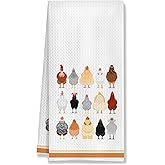 HUGANE Funny Chicken Rooster Kitchen Towels Hand Towels, Chicken Gifts Farmhouse Decor Dish Towel，Thanksgiving Kitchen Dish Towel，16x24 Inch