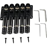 OVSAL Black Headless Electric Bass Bridge 5 String Bass Bridge with Brass Saddles Bass Parts Replacement for 5 String Headless Bass