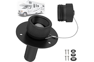 F-pianwe All Metal RV City Water Inlet with Check Valve RV Water Inlet -rv Water Fill Inlet Leak Proof & Universal Fit for RV Camper Motorhome Trailer Marine -Black