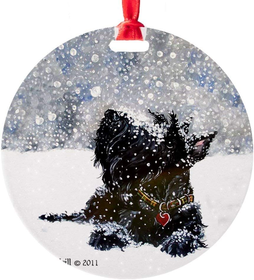 HaiGuoQu Scottish Terrier Christmas Round Christmas Ornament Xmas Gifts Christmas Tree Ornaments Ideas 2019