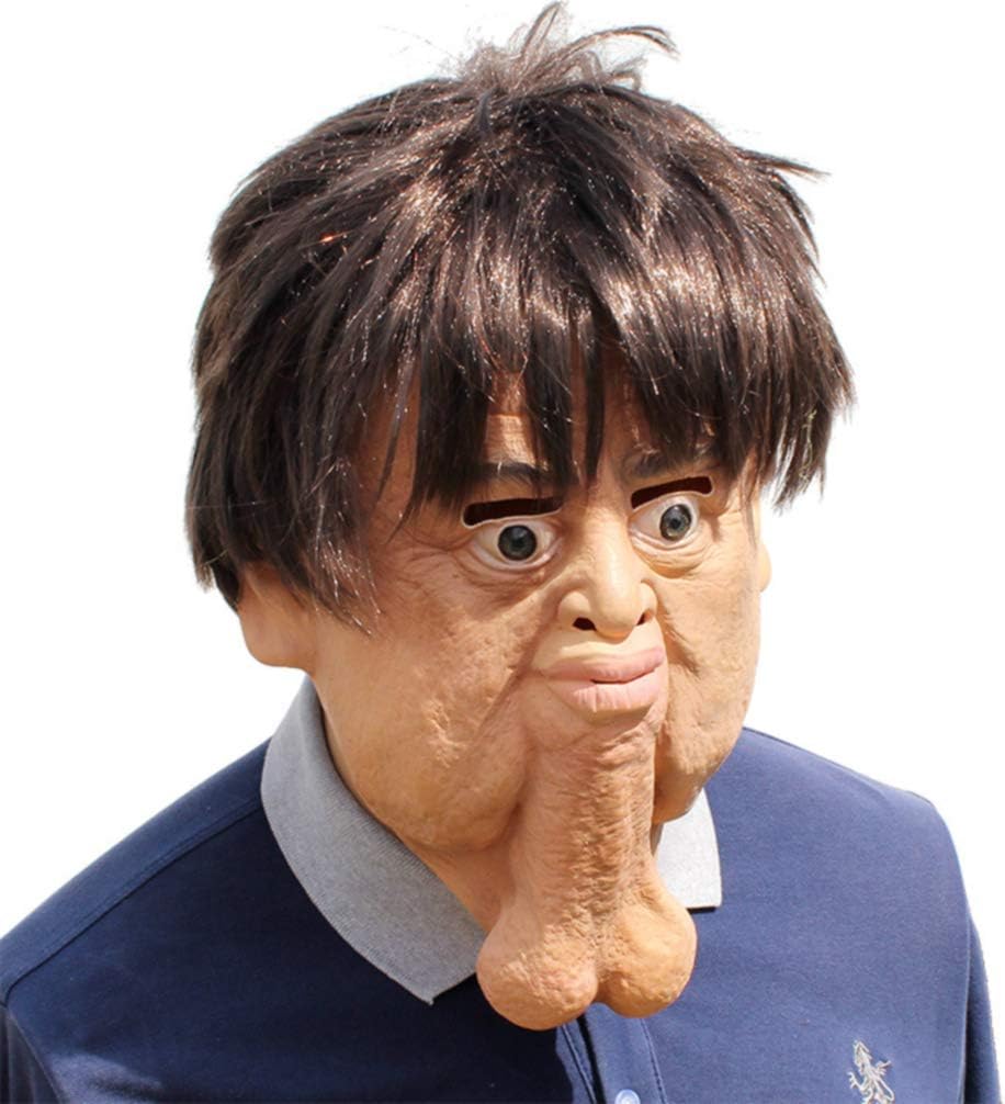 Novelty Funny Halloween Cosplay Party Costume Latex Head Mask - Originality Wacky Props