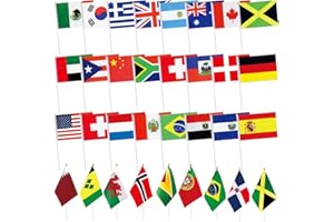 Ckexin 228 Countries Small Stick Flags Mini International World Hand Held Flag Decorations