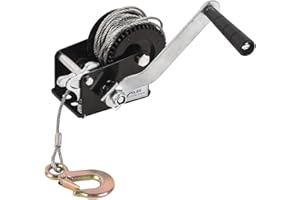 VAIDPRO Boat Trailer Winch Hand Winch 800lbs Heavy Duty Hand Crank Winch with 33ft Steel Cable, Manual Operated Ratchet ATV UTV Boat Trailer Marine