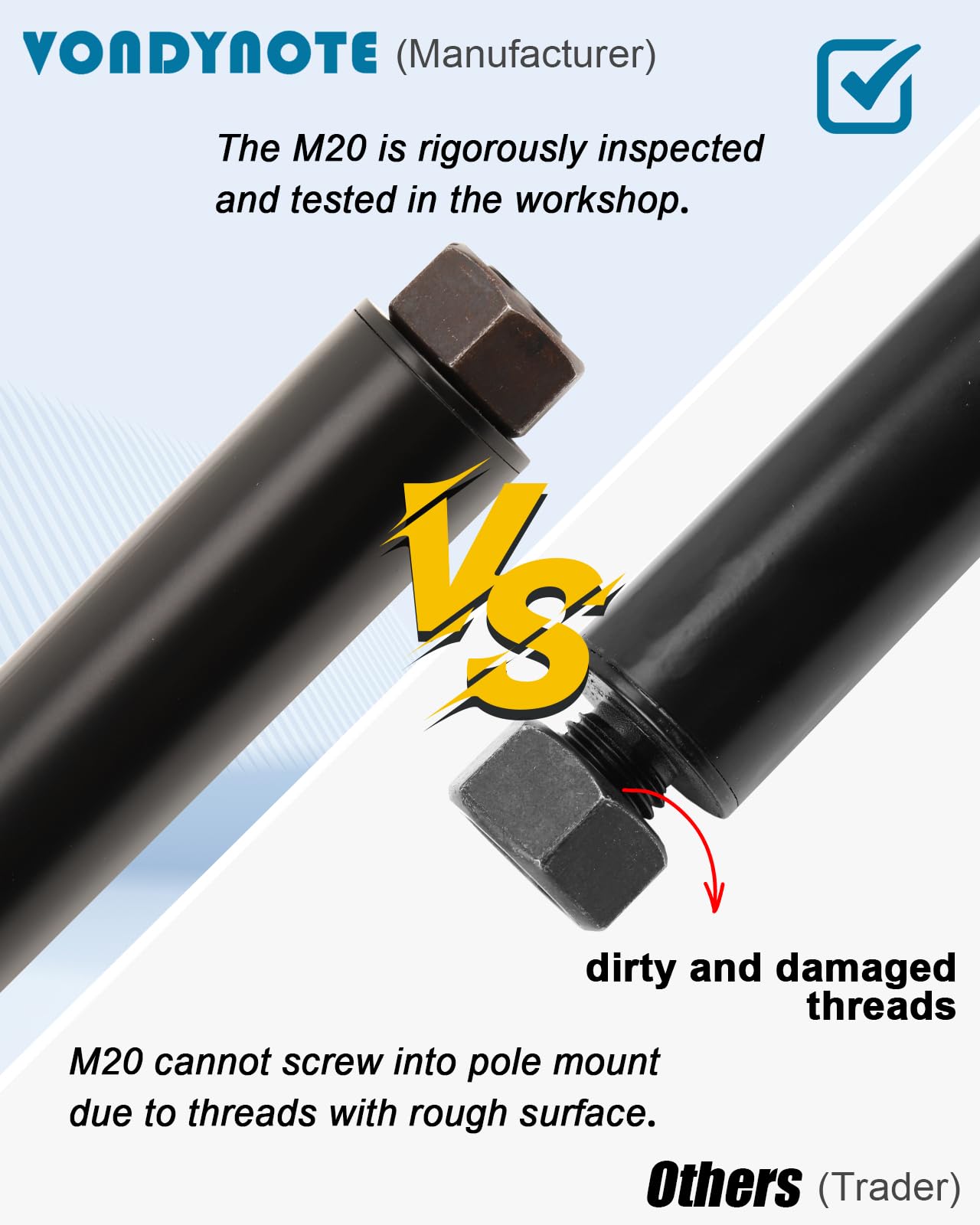 Set of 2 Speaker Pole for Subwoofer Height Adjustable Fits M20 Threaded Mount and 35mm Mount Speaker Extender