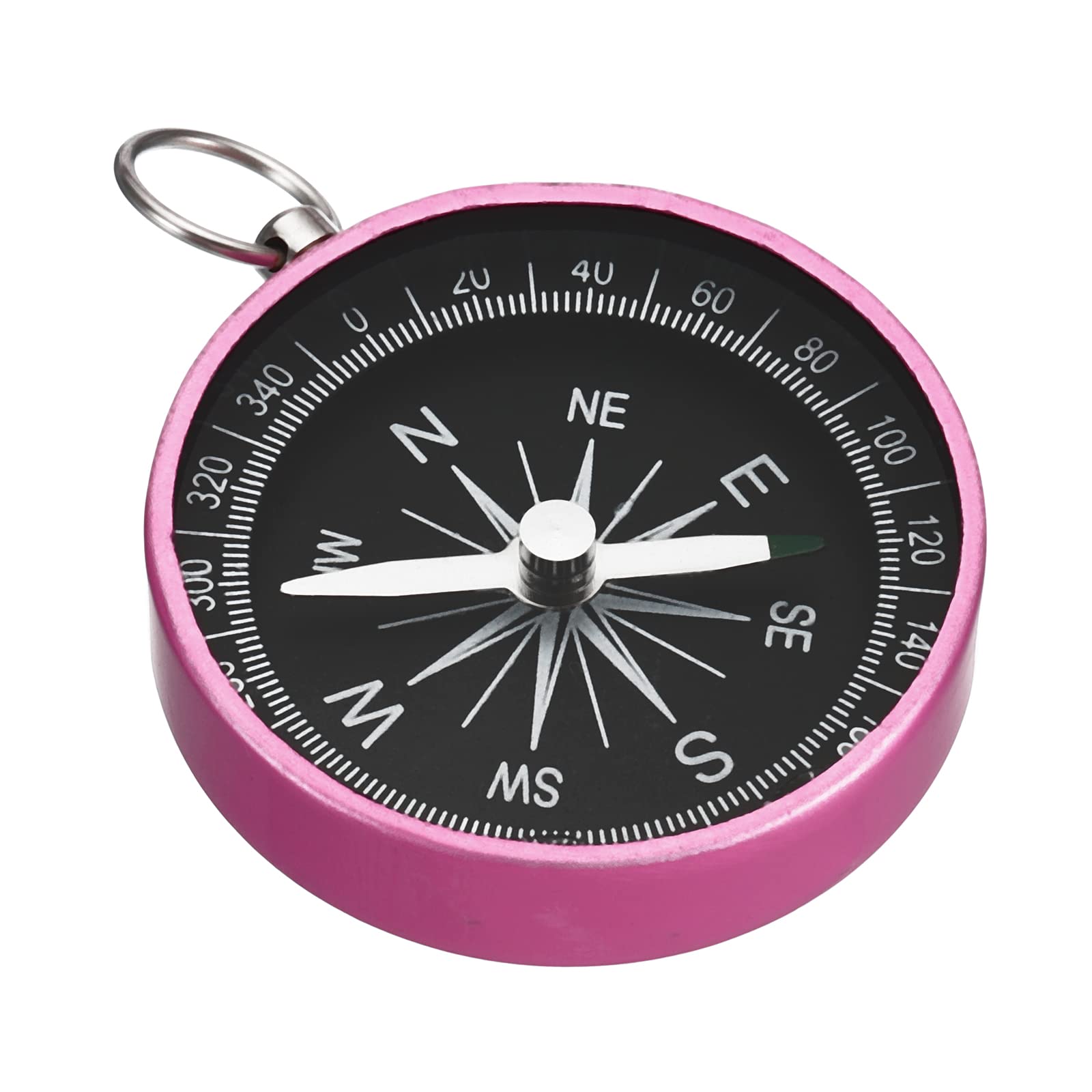 PATIKIL Pocket Compass, Survival Sports Navigation Compass with Key Ring for Outdoors Camping Hiking, Pink