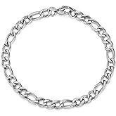 Trendsmax 5mm Figaro Link Chain Bracelet Gold Plated Stainless Steel Figaro Bracelet for Men Women 8/9inch