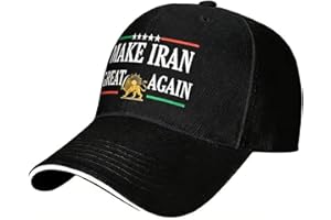 Old Iran Hat, Make Iran Great Again Hat, Lion and Sun Flag Baseball Cap Full Print for Men Women Black - z21