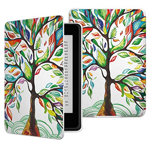 MoKo Case for Kindle Paperwhite, Premium Thinnest and Lightest PU Leather Cover with Auto Wake / Sleep for Amazon All-New Kindle Paperwhite (Fits 2012, 2013, 2015 and 2016 Versions), Lucky TREE