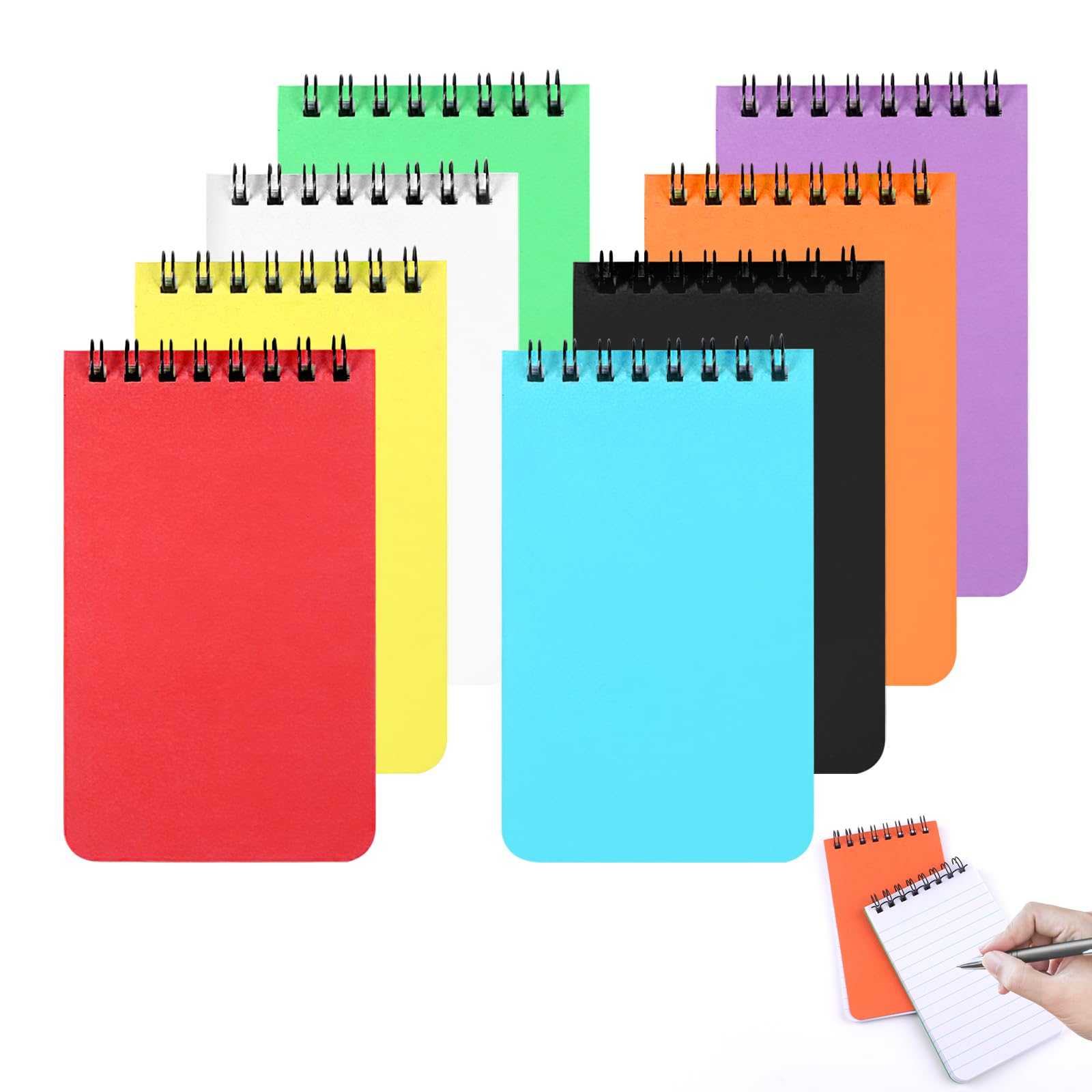 Svalor Mini Notebook,8 Pack Spiral Small Notebooks Pocket Size 12.6cm x 7.6cm,Pocket Notepad with Colorful Covers for Office School Memo Tactical Steno Pads — image 1