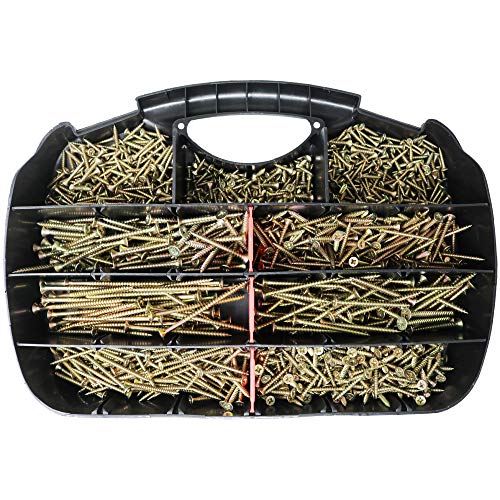 T.K.Excellent Wood Screw Phillips Flat Head Drywall Chipboard Screw Assortment Kit,1150 Pcs