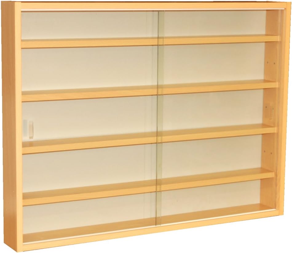 WATSONS REVEAL 4 Shelf Glass Wall Collectors Display Beech