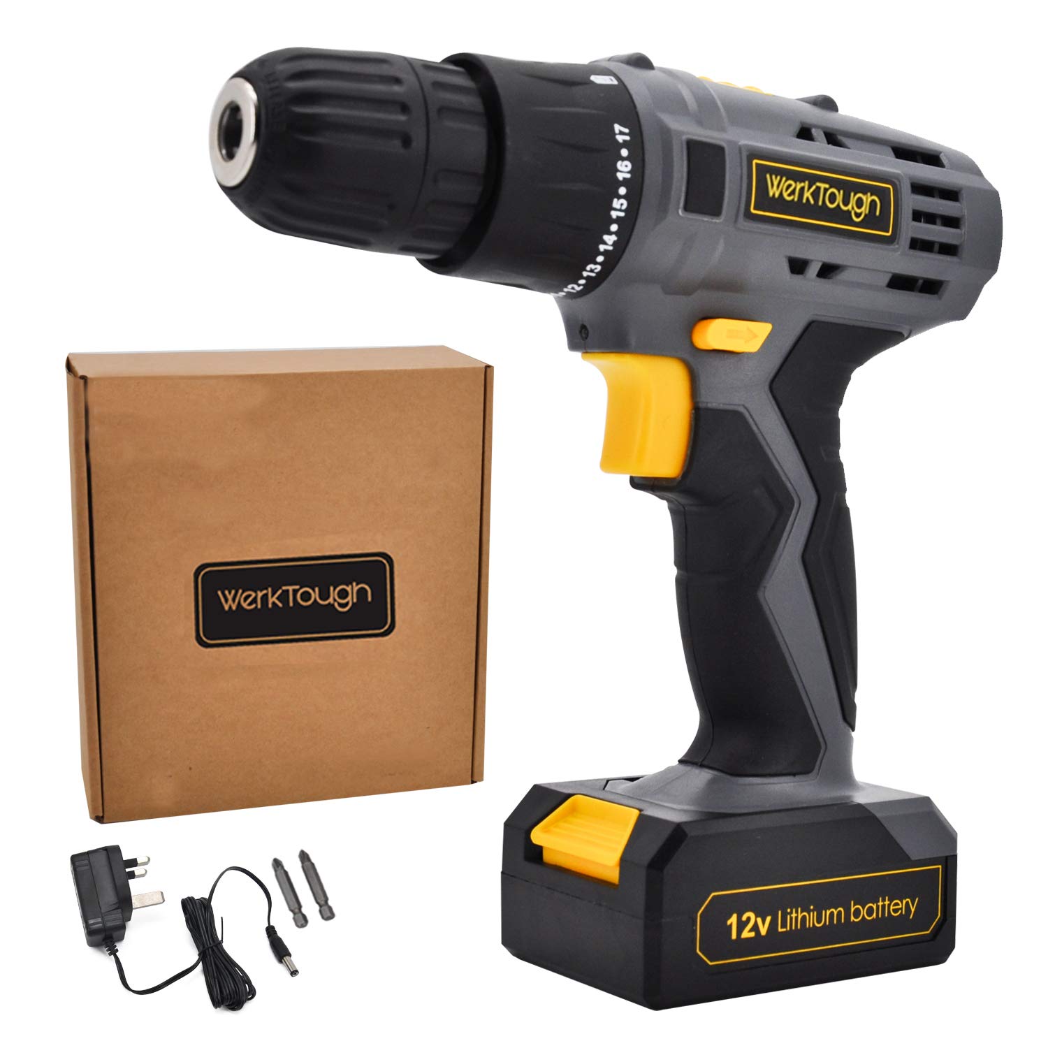 Werktough D018 12V Cordless Drill Driver Powerful Screwdriver Lion Battery with Charger