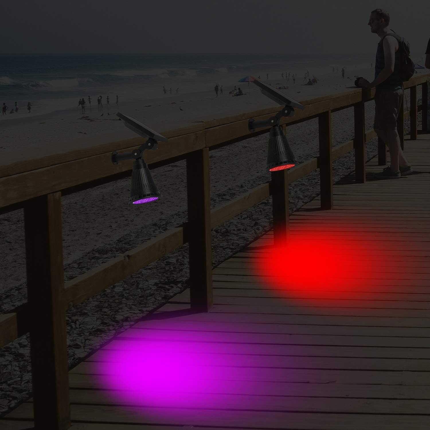 Lapeort Solar Lights Outdoor 2-in-1 Waterproof Solar Spotlights Colored 7 LED Adjustable Garden Wall Lighting Dusk to Dawn for Landscape Trees Yard Pathway Lawn Decor Auto On/Off (2-Pack): Home Improvement