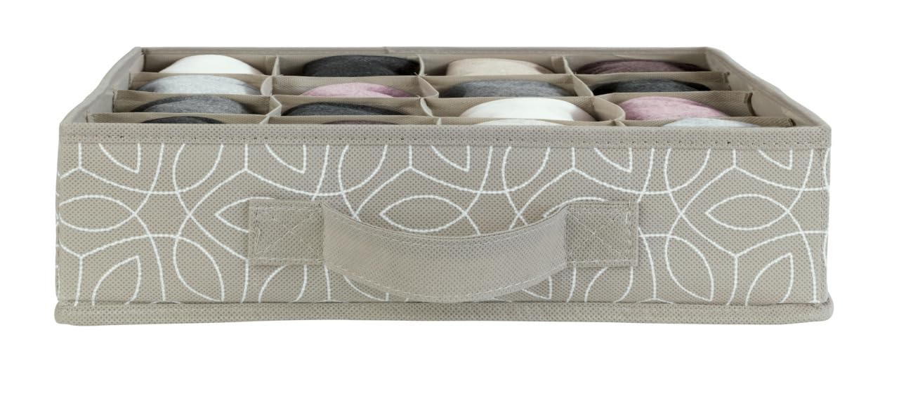 Wenko Balance Drawer Organiser, Storage Box for Drawers, 16 Compartments, Polypropylene, 31 x 8.5 x 31 cm, Taupe