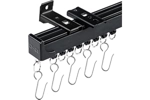 MLOQI Curtain Tracks Ceiling Wall Mounted with Soundproof Strips, Curtains Tracks Rails System, Black Ceiling Track for Curtains 3-6 Feet