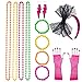 Coobey 80s Neon Bracelet Necklace Bow Headband Fishnet Gloves Lighting Earring