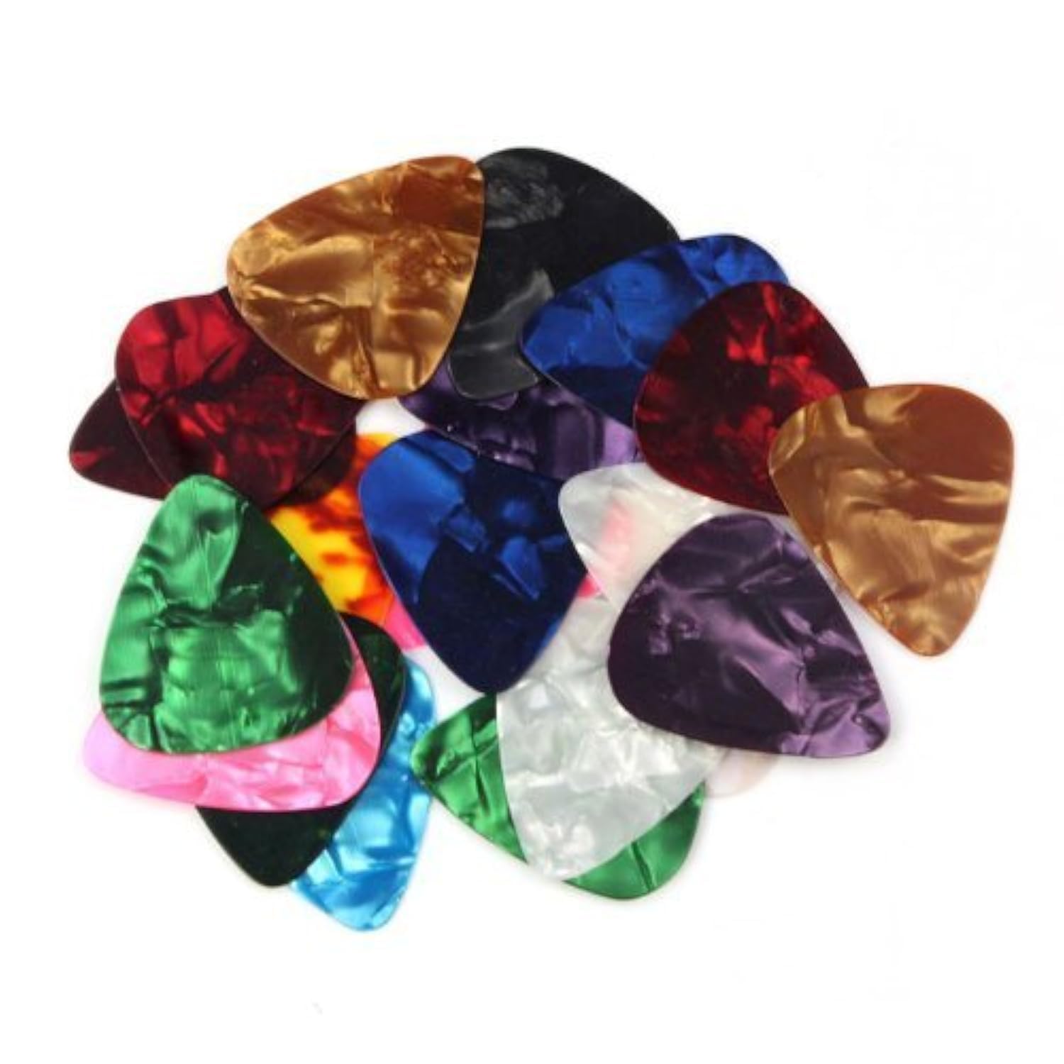 Musiclily 1mm Heavy Gauge Pearloid Guitar Bass Picks, Random Color(20 Pieces)