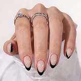 BTArtbox Stick On Nails French Tip Short 32 Pcs 16 Sizes Black view 8