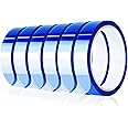 MEBMIK 6 Rolls 20mm x33m(108ft) Blue Heat Tape High Temperature Heat Resistant Tape Heat Transfer Tape for Heat Sublimation Press Vinyl,No Residue