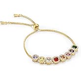 Gold Colorful CZ Gemstone Floral Statement FULLY ADJUSTABLE Dangle Charms Tennis Bracelet for Women by SNGIA, Stackable Handmade Trendy Multicolor Flower Crystal Jewelry Gifts, Beachy Summer Beaded Healing Protection Vacation Fashion Bracelet Accessories, Vintage Link Bohemian Nickle Free Station Bangle.