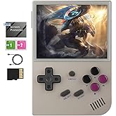 RG35XX 2024 Retro Gaming Consoles with 64GB Card rg35xx Handheld Game Console 3.5 inch IPS Screen Linux System Classic Emulator Hand Held Gaming Console Support HDMI TV Output Gray