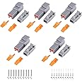 MUYI 5 Kits 2 Pin Way DTM Series Connector 22-15 AWG Male&Female auto Connector with 20 Terminals Pins DTM06-2S DTM04-2P (2 Pin Way)