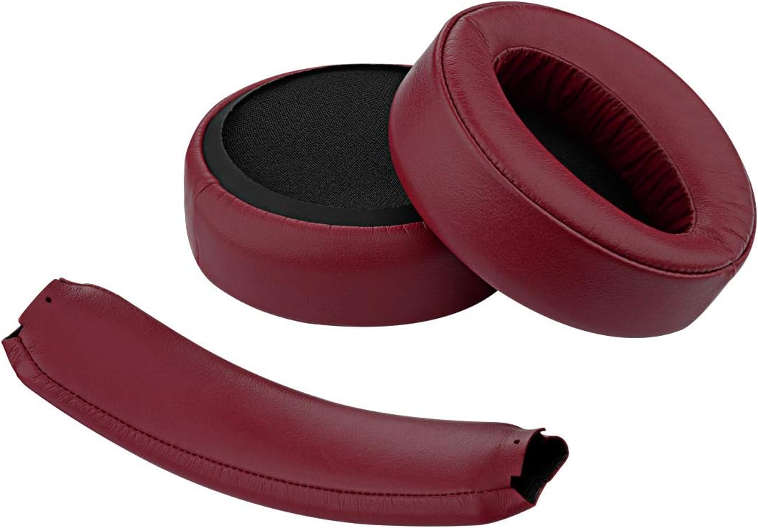 Geekria Replacement Earpads + Headband Set Compatible with SONY MDR-XB950BT, MDR-XB950B1 Headphones, Repair Parts Suit (Dark Red)