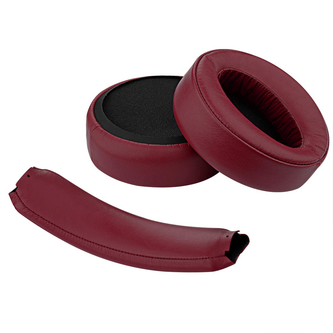 Geekria Replacement Earpads + Headband Set Compatible with SONY MDR-XB950BT, MDR-XB950B1 Headphones, Repair Parts Suit (Dark Red)