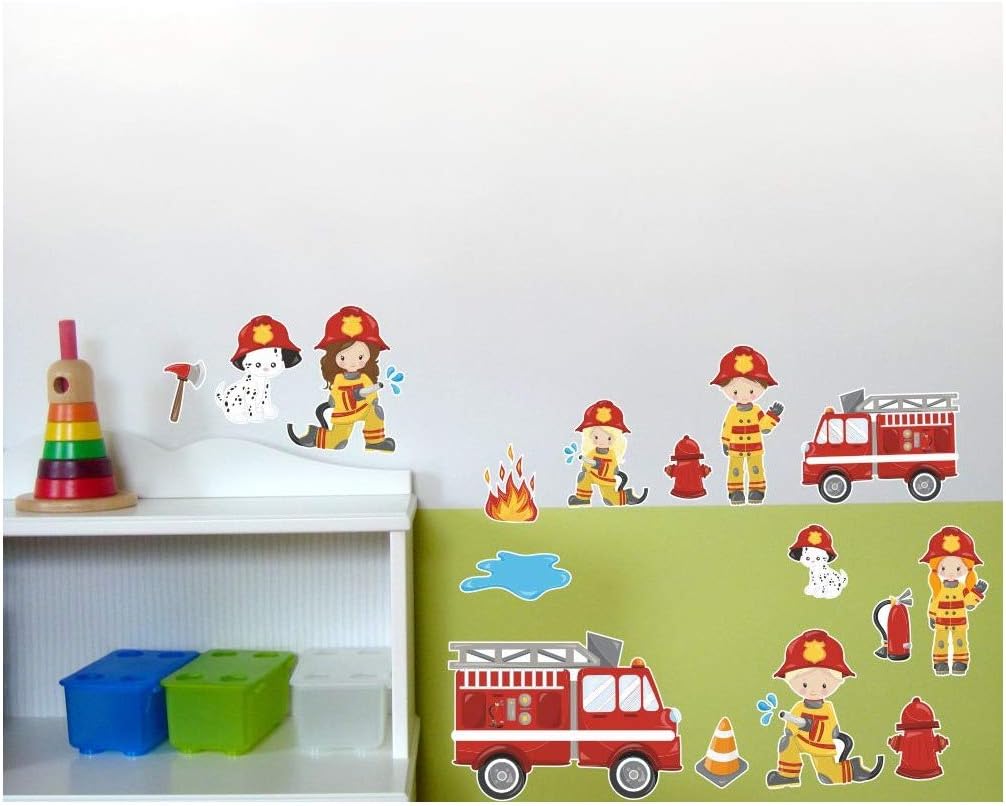 Samunshi® Wall Sticker Set of 20 Feuerwehr im Einsatz (Ideal for Children's Bedrooms) 2x 21x34cm multi-coloured - Image 3