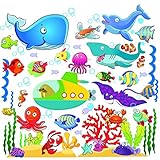 Fish Wall Stickers for Kids, Under The Sea Wall Decals for Toddlers' Bathroom, Bedroom, Window, Bathtub, Baby's Nursery, and Children's Classroom, Removable Peel and Stick Ocean Decor That Clings