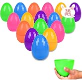 Kijamilee 36PCS Large Plastic Easter Eggs, 3.5" Empty Plastic Easter Egg with Assorted Bright Colors for Easter Eggs Hunt, Easter Basket Stuffers, Filling Treats, Party Favor and Classroom Prize Suppy