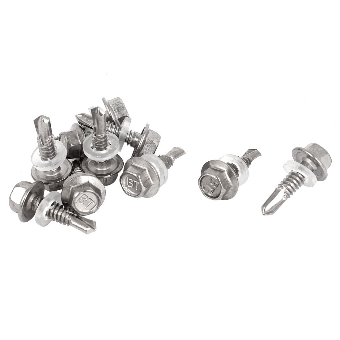 Sourcingmap M5.5x19mm Stainless Steel Hex Washer Head Self Drilling Screws 10 Pcs