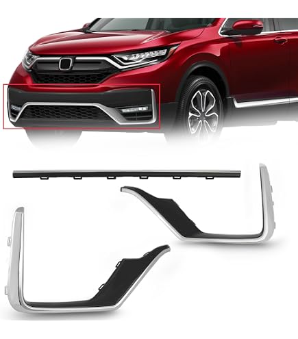 GD-AUTO Front Bumper Honeycomb Grille With Chrome Eyelid Trim For 2020-2022 Honda CR-V - 3-Piece Set (Black & Chrome)