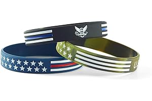 BRANDWINLITE American Flag Rubber Bracelets Silicone Wristbands for Department,Officers,Veterans,American Patriots, Army fans Sport Fans Wearing and Special Gifts for Independence day
