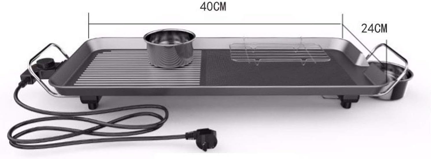 review BDHBB The Electric BBQ Grill, Teppanyaki Grills, Contact Grills, Portable Electric Grill Indoor, with Barbecue Medical Stone Non-Stick Pan