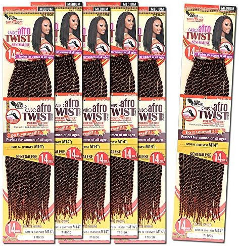 [6 Packs Deal!] Inspire Beyonce Braid Style-Senegalese Twist Braid14"-Kanekalon&amp;Toyokalon 14''-Eve-African Nature Braid MEDIUM - INTM (T1B/30)