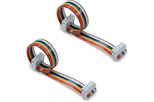 Fielect 2pcs IDC Rainbow Wire Flat Ribbon Cable 10 Pin 30cm Length 2.54mm Pitch