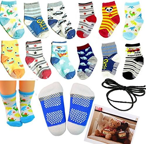 Yaobaby 6 Pairs 12-36 months Unisex Baby Boy Toddler Non-Skid Slip Cozy Soft Crew Boat Socks and Gift , Stripes No-Show Crew Boat Socks Footsocks sneakers
