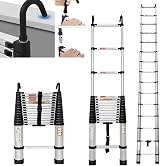 Qimu 6.2M Aluminum Telescopic Ladder with Hooks 150kg EN131 20.3ft view 1