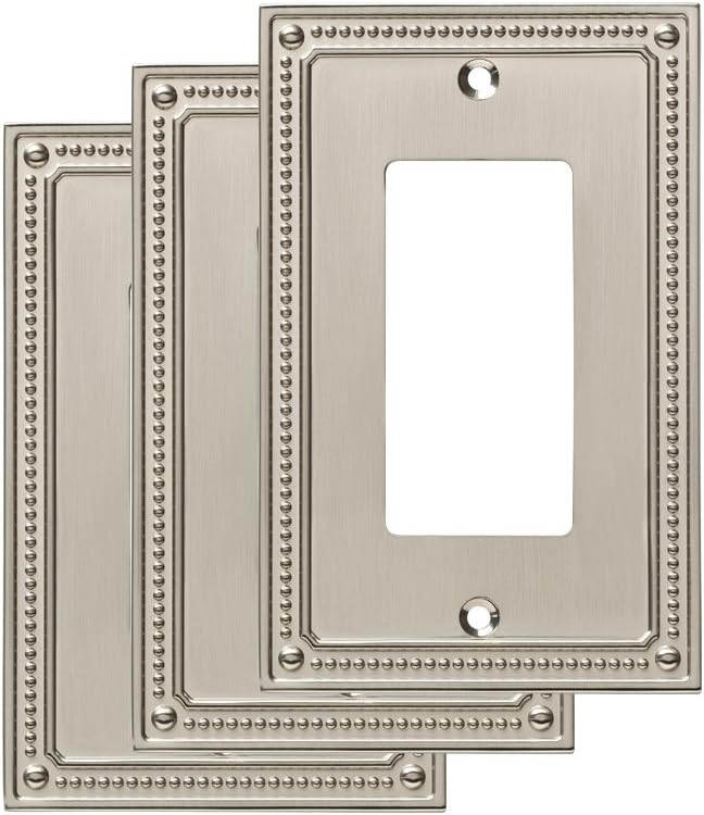 Franklin Brass W35060M-SN-C Classic Beaded Single Decorator Wall Plates, 3-Pack, Satin Nickel, 3 Count