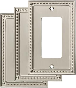 Franklin Brass W35060M-SN-C Classic Beaded Single Decorator Wall Plates, 3-Pack, Satin Nickel, 3 Count