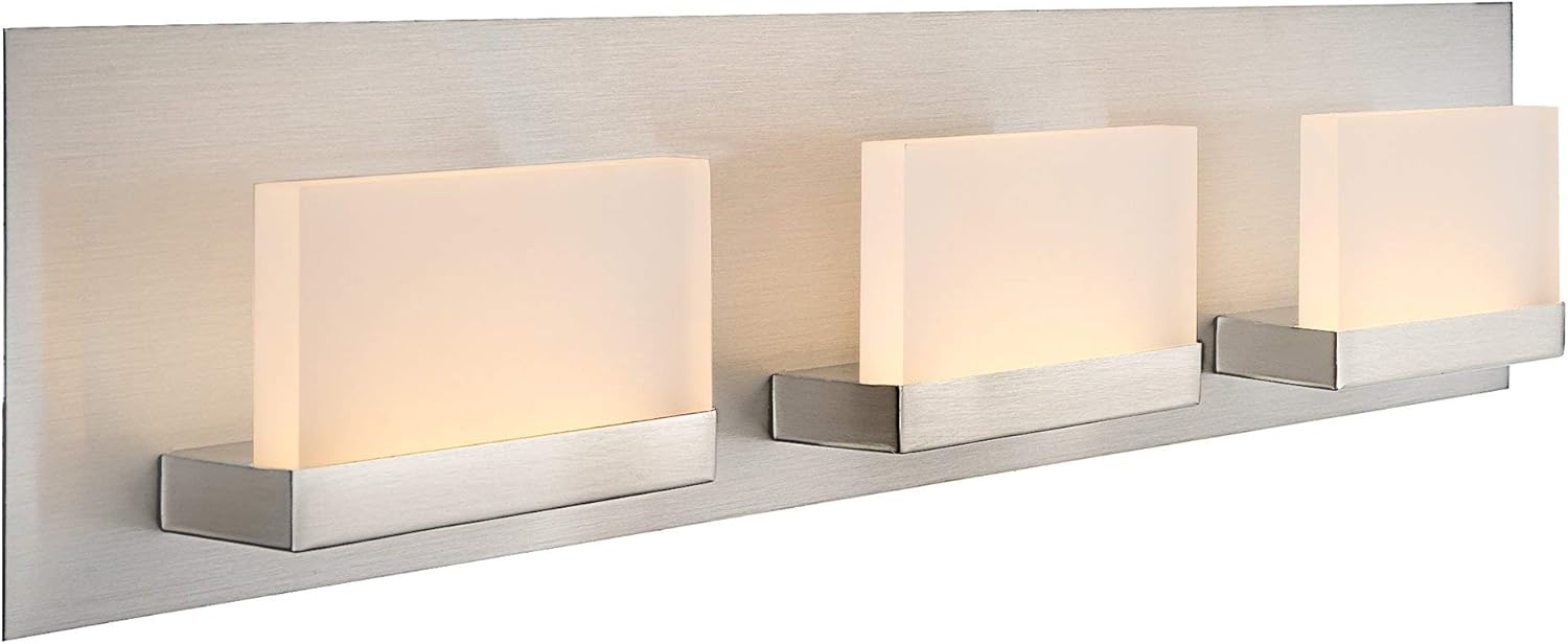 Kira Home Everett 24 Modern 3 Light 19w Integrated Led 180w Eq Bathroom Vanity Light Rectangular Acrylic Lenses Energy Efficient Eco Friendly 3000k Warm White Light Brushed Nickel Finish Amazon Com