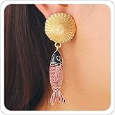Fish Earrings for Women Summer Beach Earring Trendy Boho Ocean Drop Dangle Earrings Mermaid Costume Accessorie