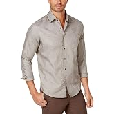 Tasso Elba Mens Marcus Paisley Button Up Shirt, Grey, Small