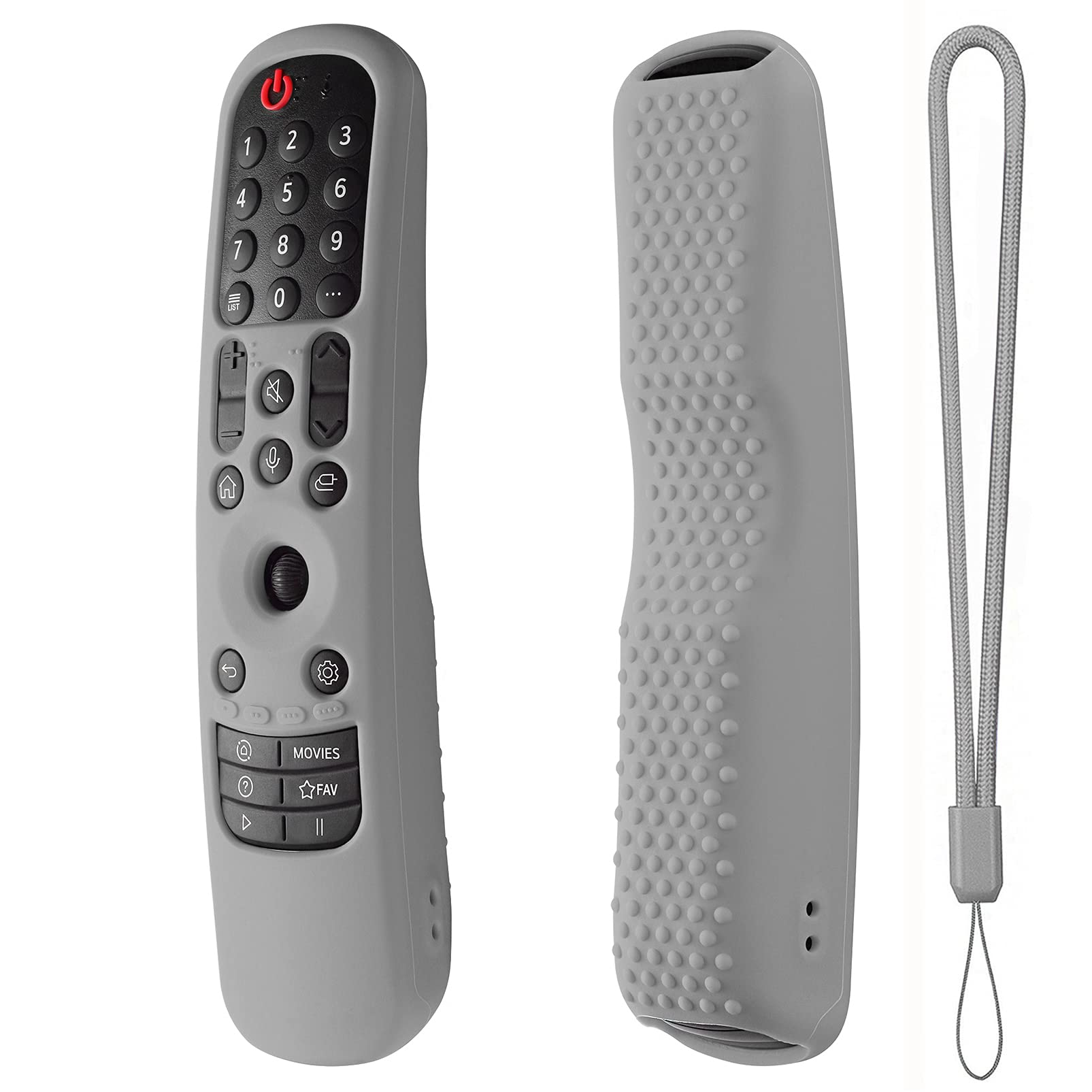 Silicone Remote Cover Compatitive with LG Magic Remote Control AN-MR21GA MR22GA MR23GN, Silicone Case for LG Smart TV Remote with Lanyard (Grey)