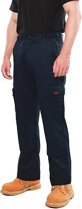 BKS Mens Combat Cargo Work Trousers 32W 31L Navy Black Knee Pad Pockets