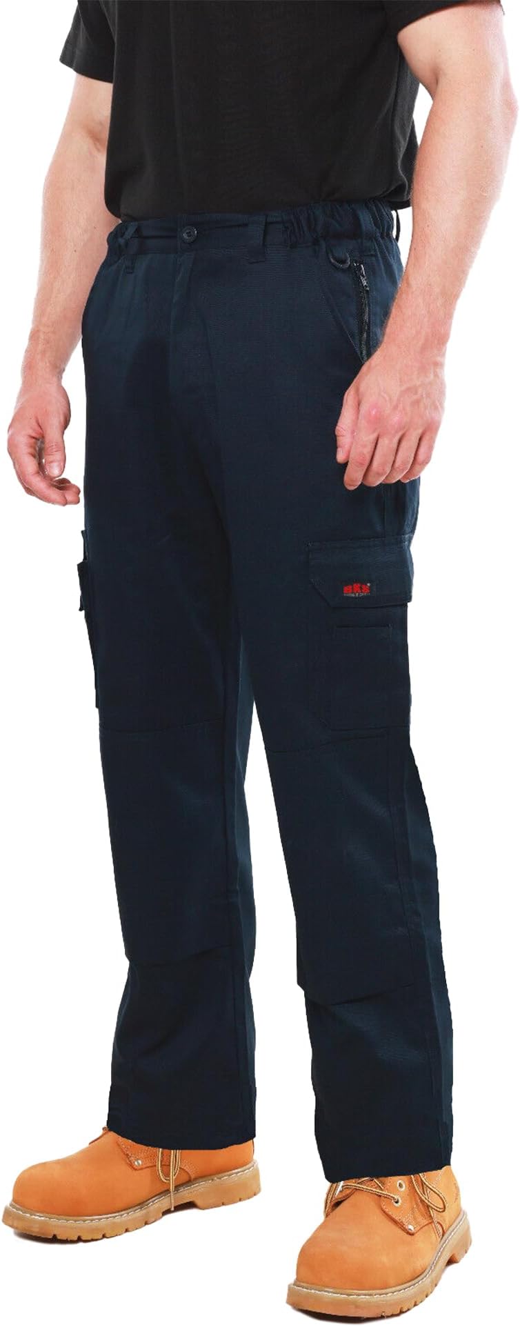 BKS Mens Combat Cargo Work Trousers 32W 31L Navy Black Knee Pad Pockets