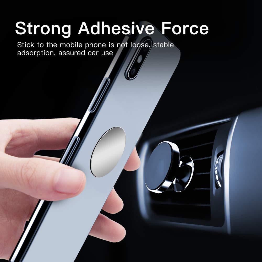 Phone Metal Plates for Magnetic Car Mount, Wall, Phone Holder. Replacement Set of 16 Silver Round Iron Discs Without Holes. 3M Adhesive Thin Steel Cell Phone Case Back Magnet Stickers 16 Pack.