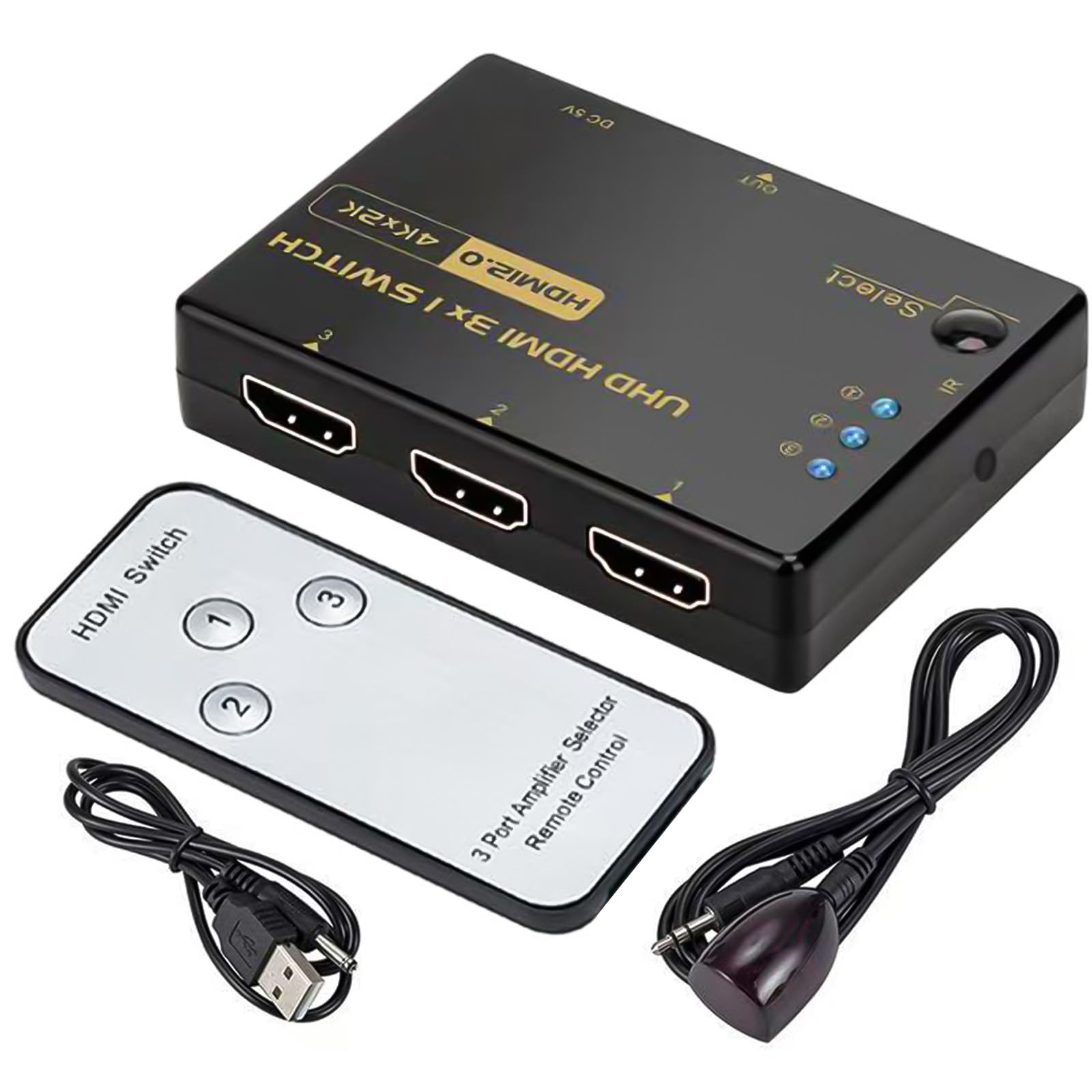 Photo 1 of 4K 60Hz HDMI Switch 3 in 1 Out -Ultra HD HDMI Switcher Selector with Remote 3 Port Switcher Selector Box Support 3D CEC HDR HDCP2.2 Compatible with Xbox, Fire TV Projector Home Theater